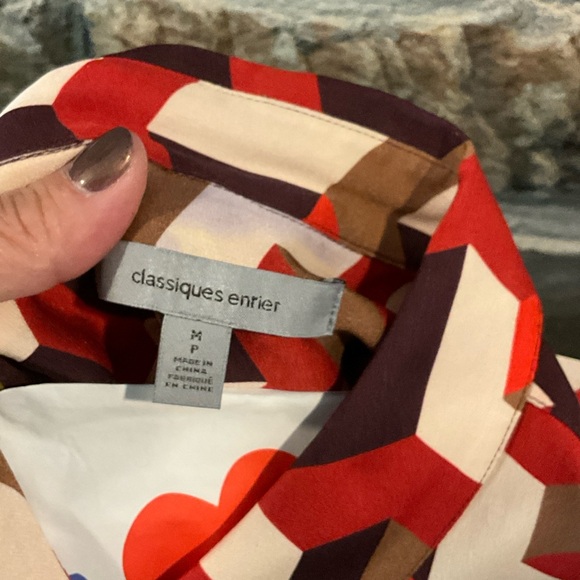 Classiques Entier Women’s Silk Geometric Patterned Blouse - Picture 4 of 5